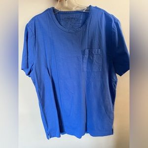 Blue Supima Cotton Crew Neck T Shirt w Front Pocket